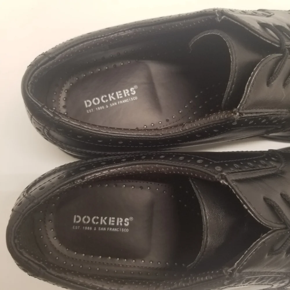 Dockers Wycliff Mens Size 12 Black Faux Leather Oxford Derby Wing-Tip